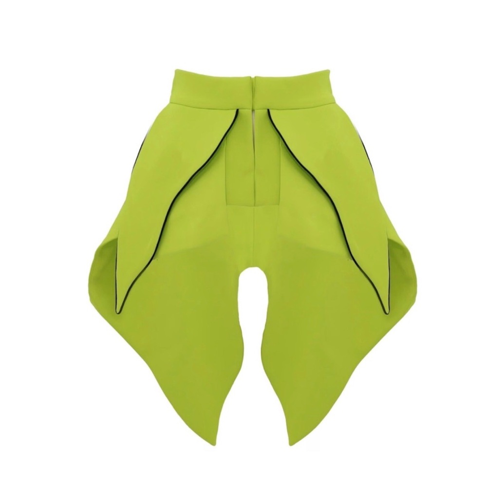 Julia Allert Sculpted Chartreuse Lime Green Sculptural Belt Skirt